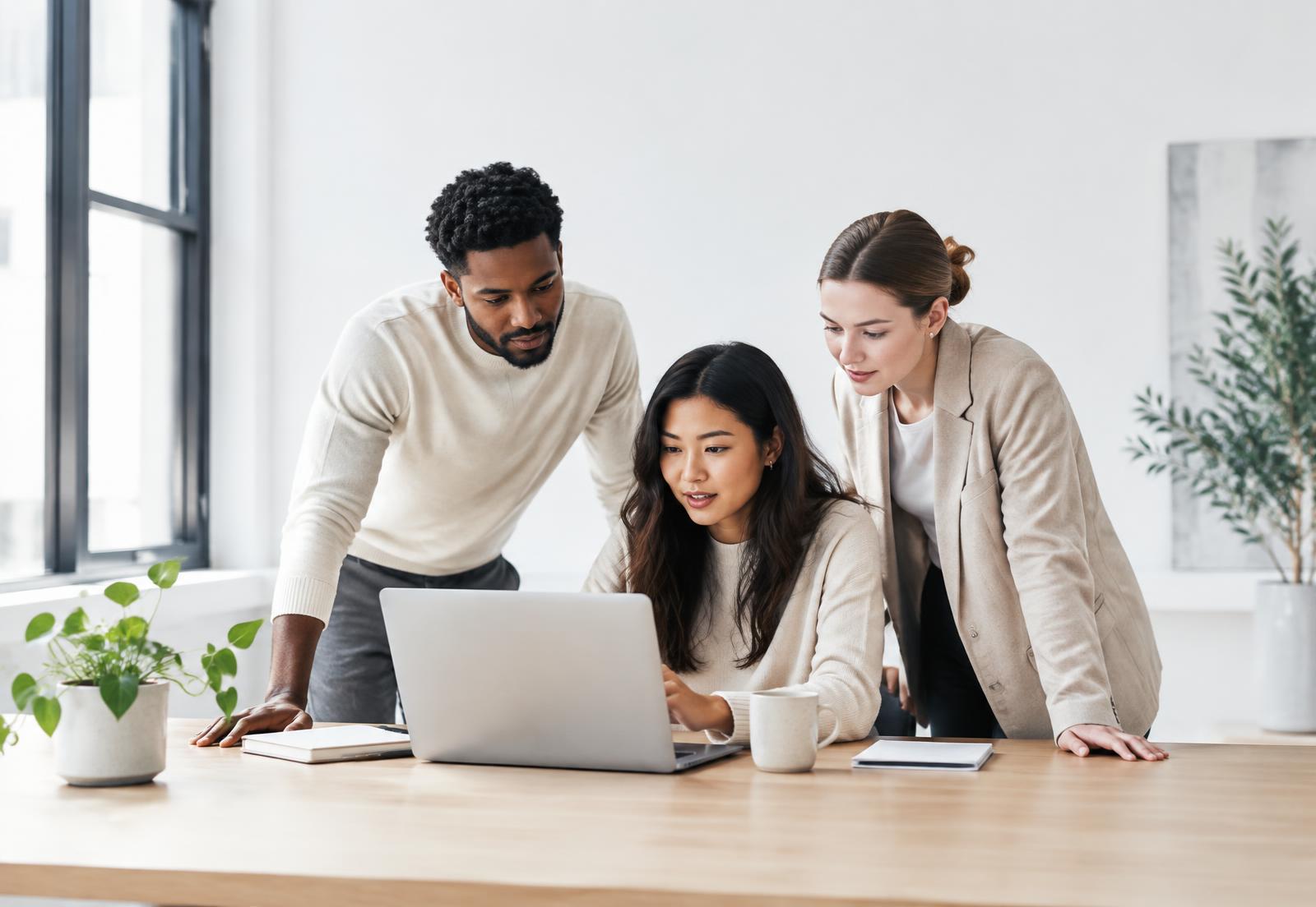 Une équipe en collaboration dans un studio lumineux
